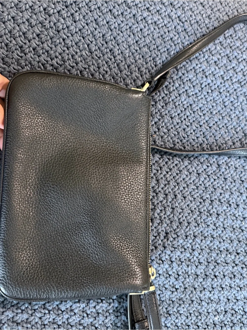 kate spade Black Pebbled Leather Crossbody with Silver Hardware
